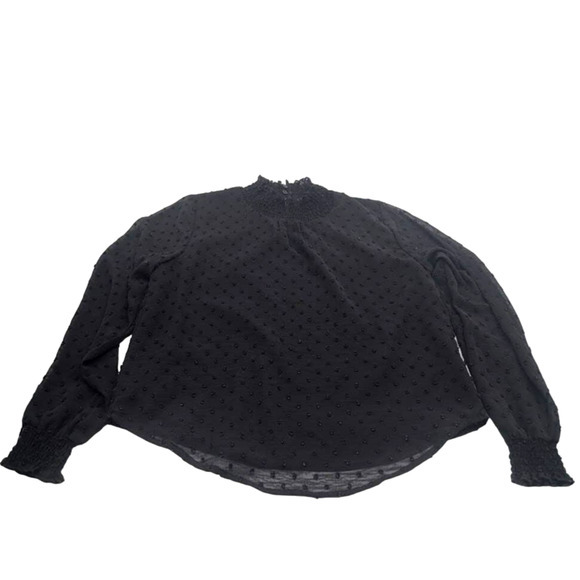 L.N.V Polka Dot Long Sleeve Blouse Black Women’s Sz M - Picture 1 of 9